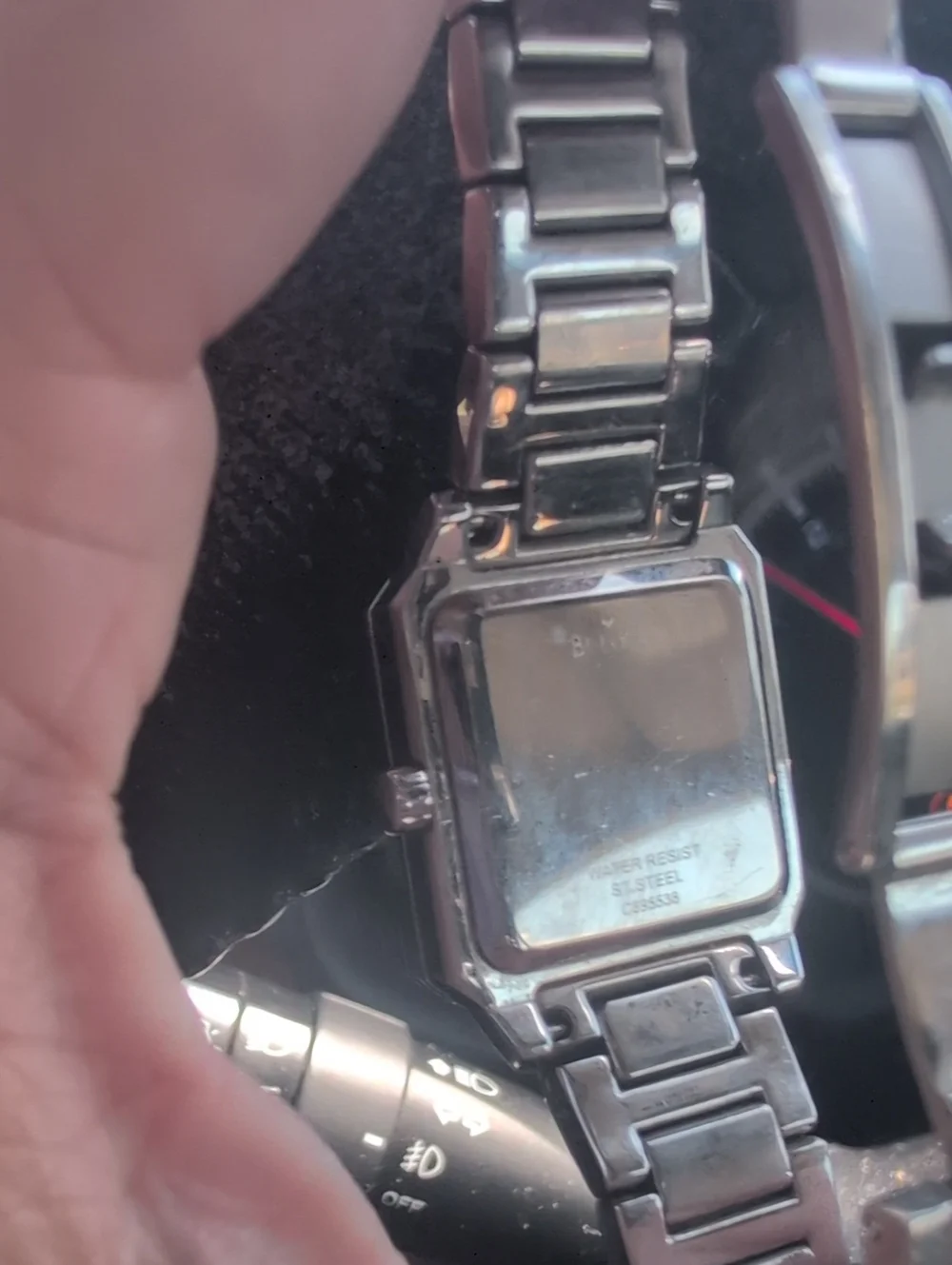 Bulova Silver-Tone Square Crystal Accent Women's Watch with White Dial
